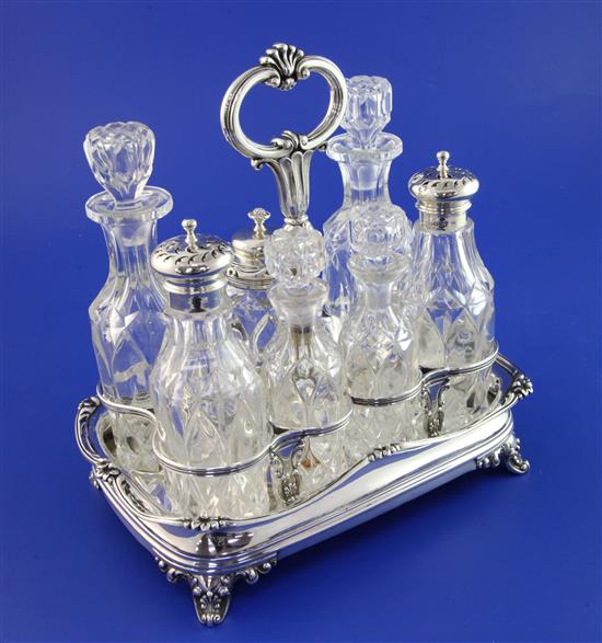 A William IV silver cruet stand by The Barnards, 9.25in over handle.